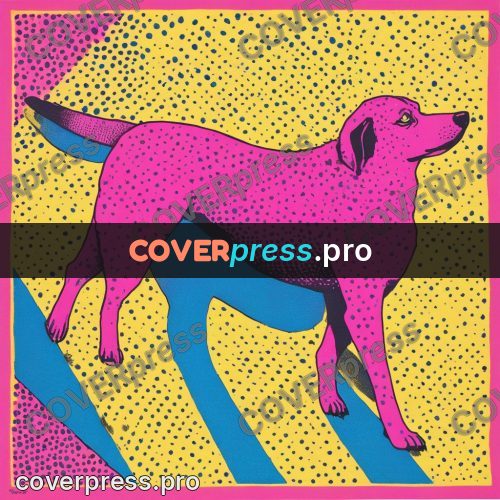 Risograph illustration: dog on a bright ground