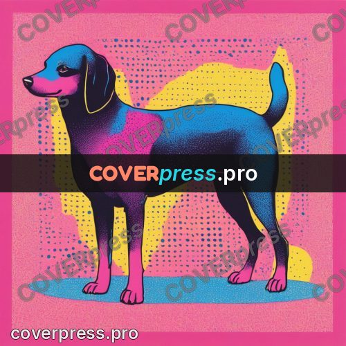 Risograph illustration: dog on a bright ground