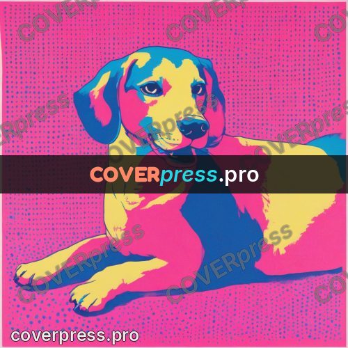 Risograph illustration: dog on a bright ground
