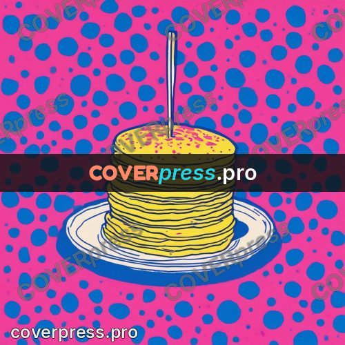 Risograph illustration: stack of pancakes on a plate