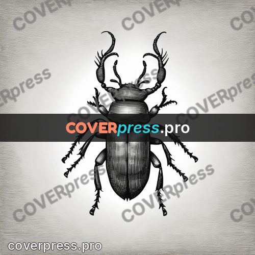 Scratchboard drawing: beetle with large jaws