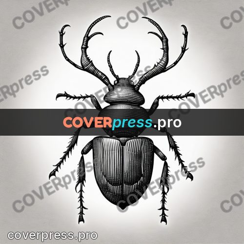 Scratchboard drawing: beetle with large jaws