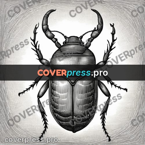 Scratchboard drawing: beetle with large jaws