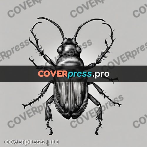 Scratchboard drawing: beetle with large jaws