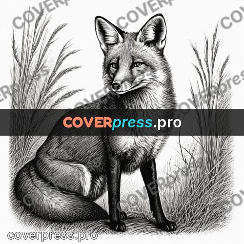 Scratchboard drawing: fox with sharp ears