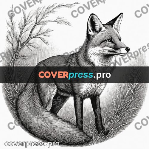 Scratchboard drawing: fox with sharp ears