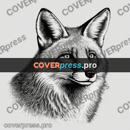 Scratchboard drawing: fox with sharp ears