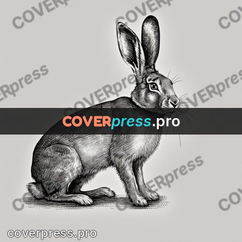 Scratchboard drawing: hare with long ears