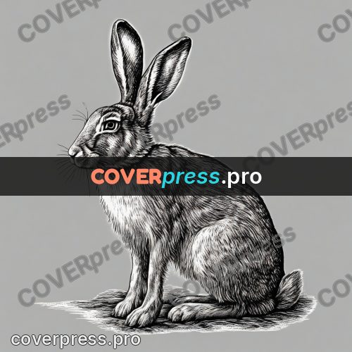Scratchboard drawing: hare with long ears
