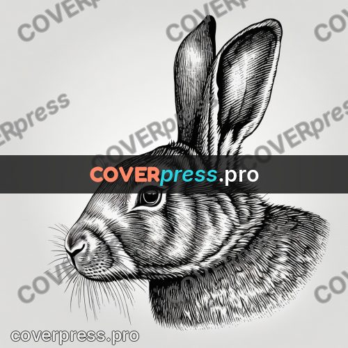 Scratchboard drawing: hare with long ears