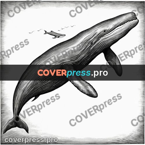 Scratchboard drawing: whale leaping from the water