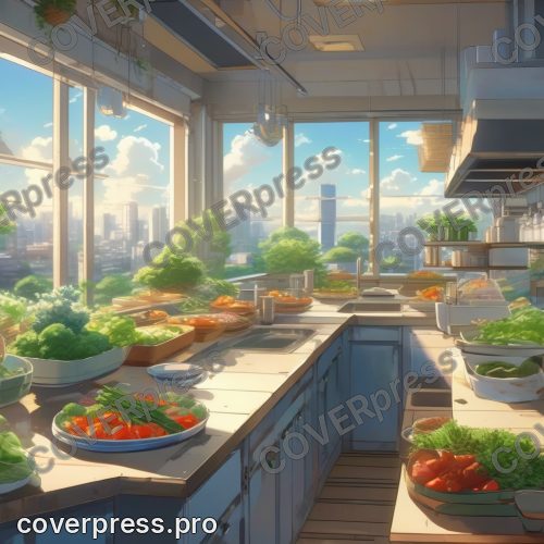 Аниме пейзаж в стиле Синкая: кухня, чайник и кот