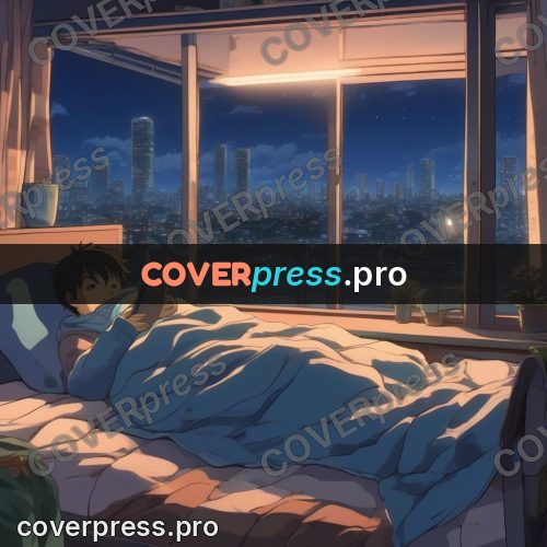 Shinkai style anime landscape: room with a city window