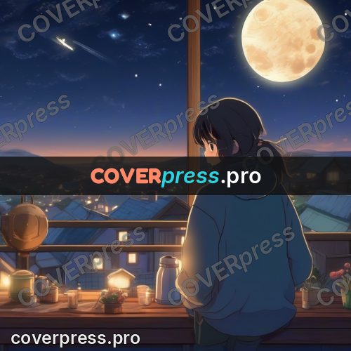 Shinkai style anime landscape: figure on a wooden balcony