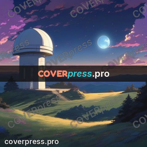 Shinkai style anime landscape: observatory dome on a hill