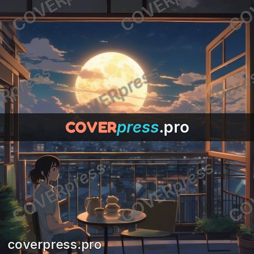 Shinkai style anime landscape: figure under the moon