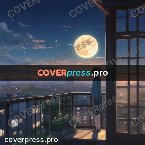 Shinkai style anime landscape: figure under the moon