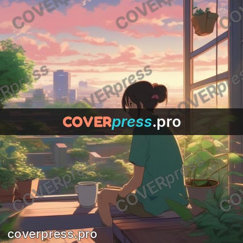 Shinkai style anime landscape: figure on a veranda among plants