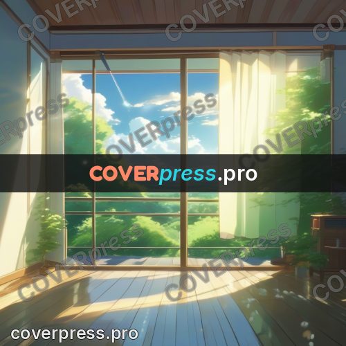 Shinkai style anime landscape: empty room with curtains