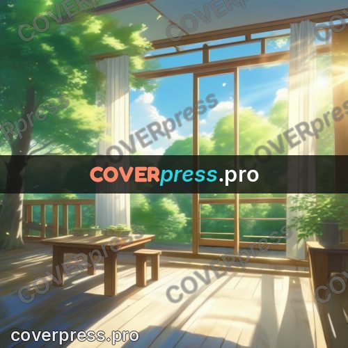 Shinkai style anime landscape: empty room with curtains