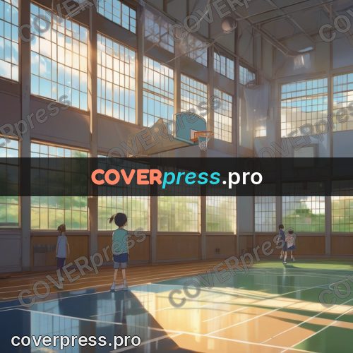 Shinkai style anime landscape: gym with tall windows