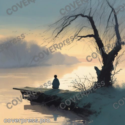 Рисунок в стиле Кампиона: река, лодка и цапля