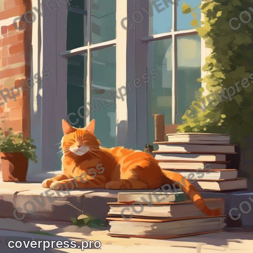 Рисунок в стиле Кампиона: книжная лавка, лампа и кот
