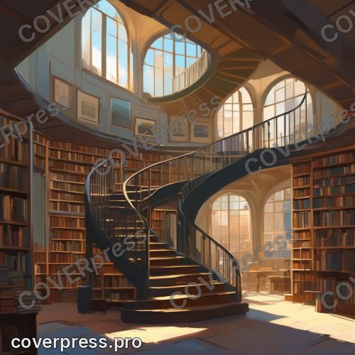 Рисунок в стиле Кампиона: книжная лавка, лампа и кот
