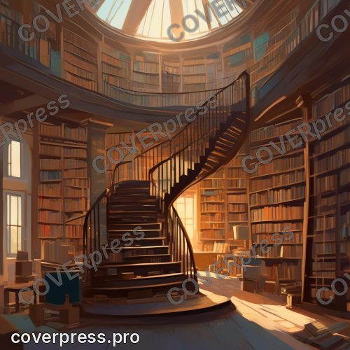 Рисунок в стиле Кампиона: книжная лавка, лампа и кот