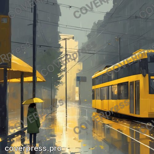 Рисунок в стиле Кампиона: скамейка, клён и велосипед