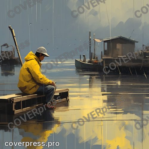 Рисунок в стиле Кампиона: маяк, волнорез и баркас