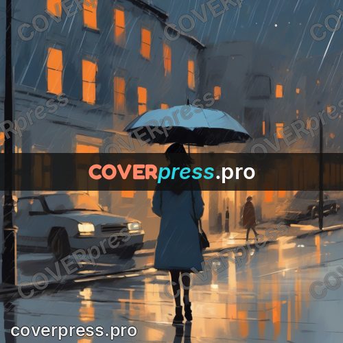 Campion style drawing: figure with an umbrella
