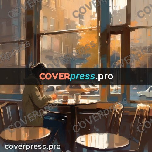 Campion style drawing: person at a cafe table