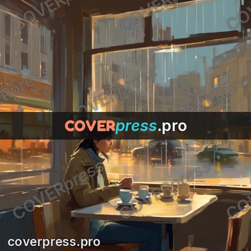 Campion style drawing: person at a cafe table