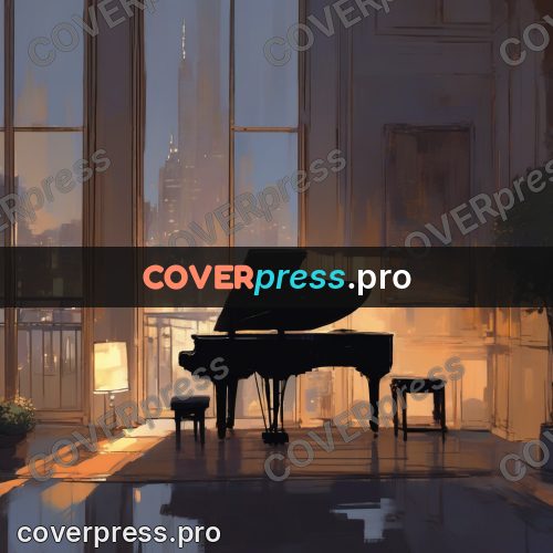Campion style drawing: grand piano by a window