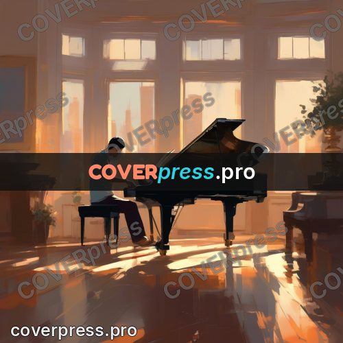 Campion style drawing: grand piano by a window