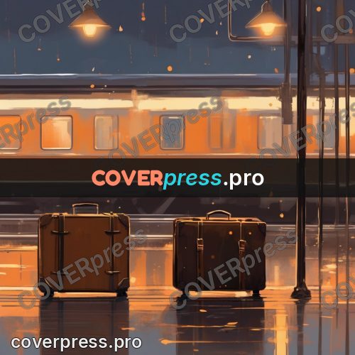 Campion style drawing: suitcases on a platform