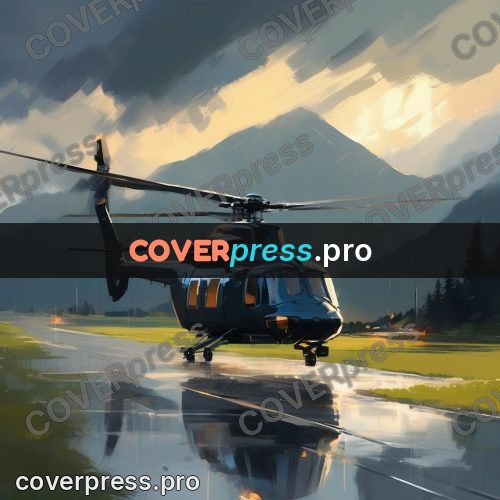Campion style drawing: helicopter above a wet valley
