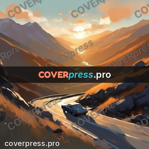 Campion style drawing: car on a mountain road