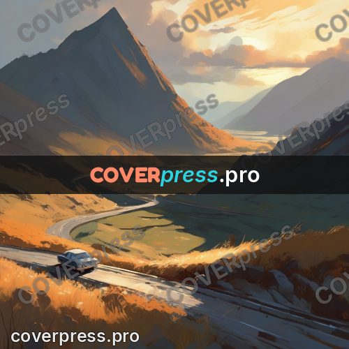 Campion style drawing: car on a mountain road