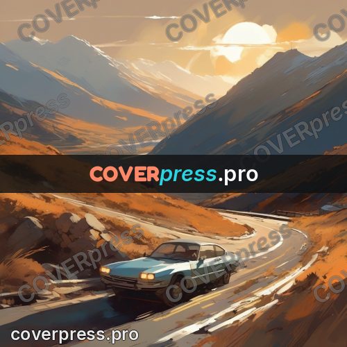 Campion style drawing: car on a mountain road