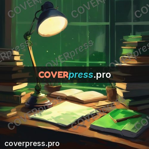 Campion style drawing: green lamp on a desk