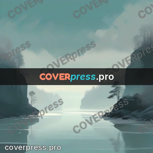 Campion style drawing: river in mist between cliffs