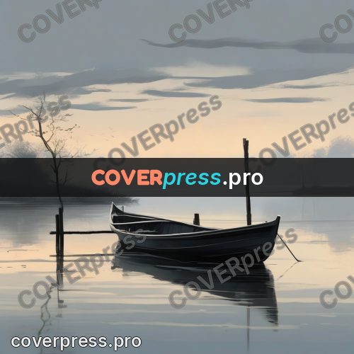 Campion style drawing: boat on misty water