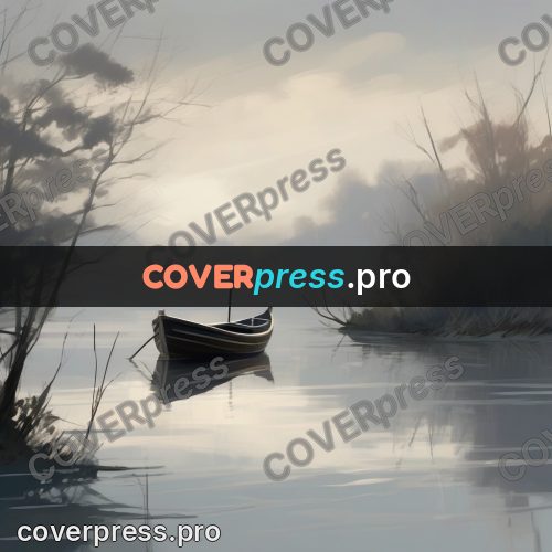 Campion style drawing: boat on misty water