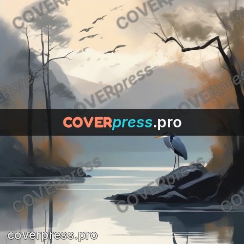 Campion style drawing: heron on a stone by water