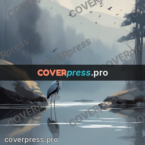 Campion style drawing: heron on a stone by water