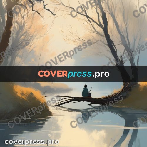 Campion style drawing: figure under a tree by water