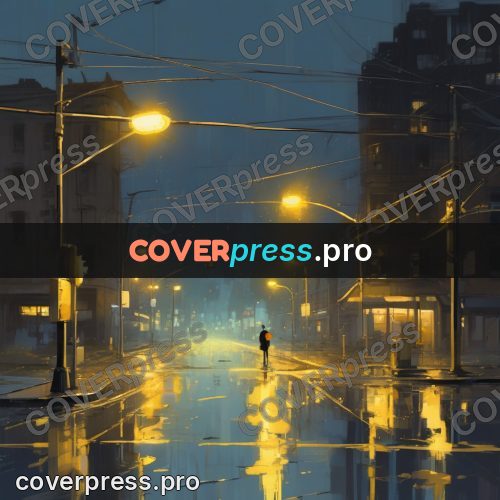 Campion style drawing: crossroads under yellow lamps
