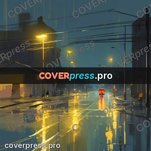Campion style drawing: crossroads under yellow lamps